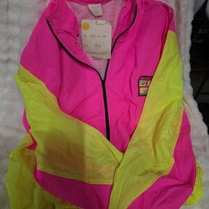 Vintage Neon Pink and Yellow Windbreaker Jacket - Unbranded Gorpcore